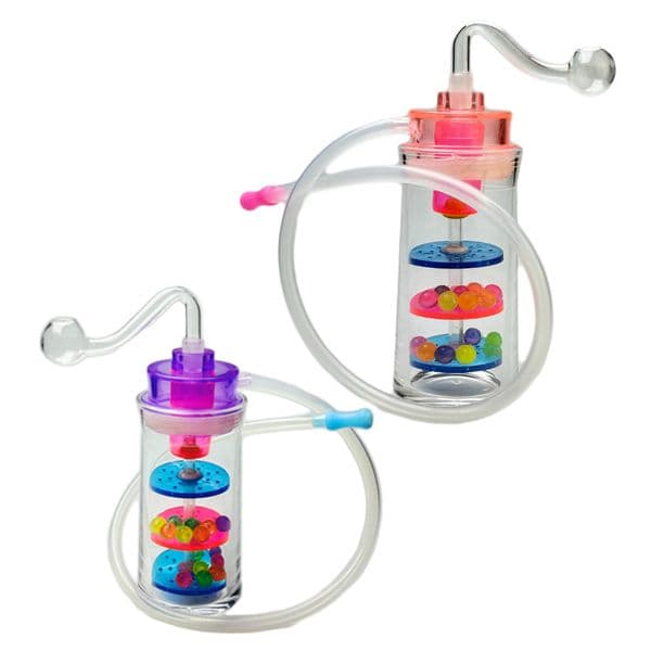 5 Inch Smoking Oil Burner Bong Glass Pipe with Silicone Straw Tube Three Layers Honeycomb Filter Silencer Acrylic Water Bongs