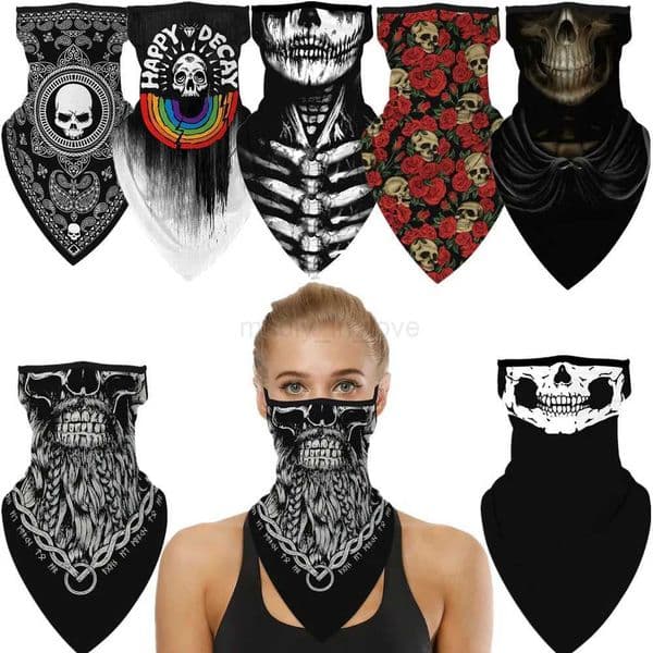 Halloween Skull Death Punk Scary Cosplay Face Mask Neck Scarf Masks Bandana Headband BalaclavaM240711