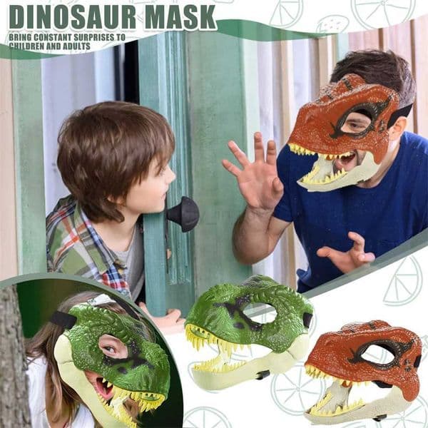 3D Dragon Dinosaur Jaw Mask Open Mouth Latex Horror Dinosaur Headgear Dino Mask Halloween Party Cosplay Props Scared MaskM240711