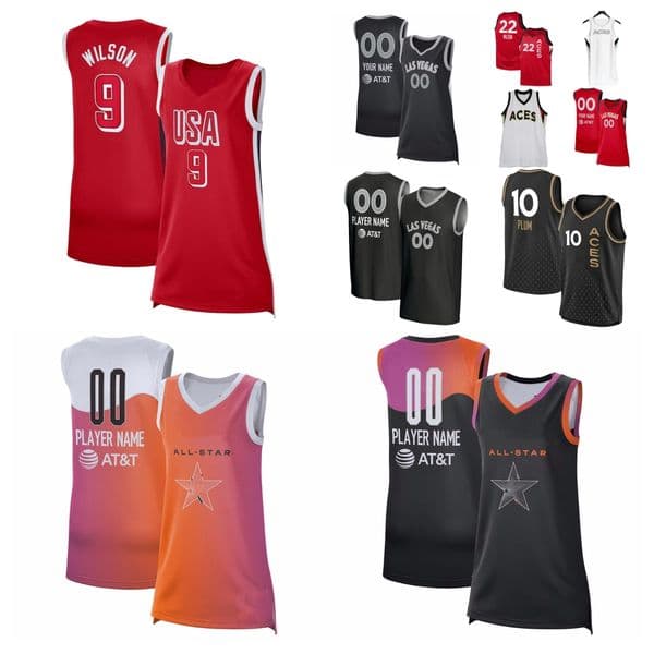 Aces Basketball Jersey 2024 Las Aja Wilson Vegas Jackie Young Kelsey Plum Gray Hayes Alysha Clark Kate Martin Megan Gustafson Kiah Stokes Kierstan Bell Women Youth