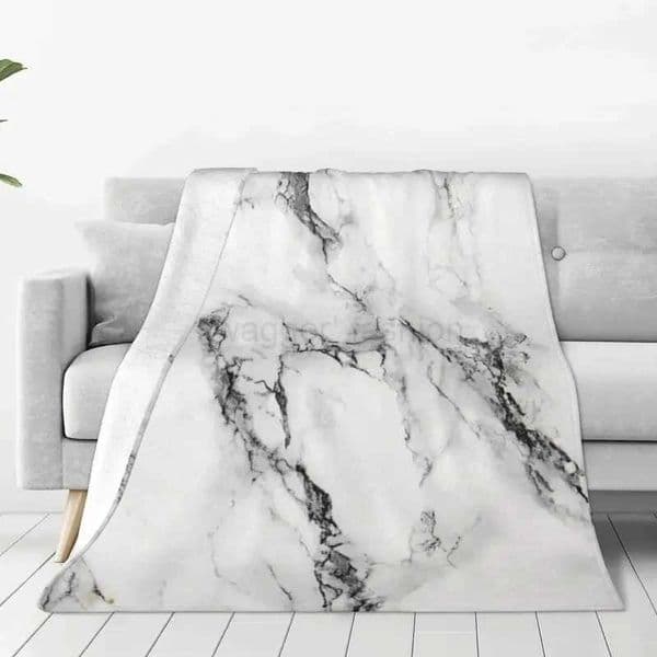 White Marble Luxury Fashion Blanket Fleeck Summer Texture Northern Style Portable Lightwear Throw Blanket for Bedding BedroomB270712Blanket