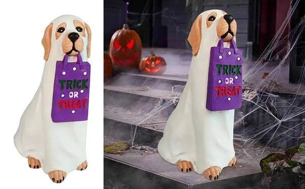 Halloween Ghost Dog Figurine Halloween Golden Retriever Figure Statue Realistic Dog Shape Ghost Outdoor Figurine For Gardens 240704