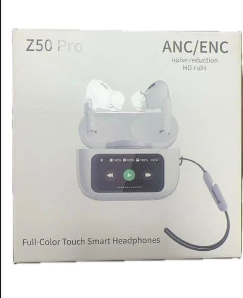 Full-color touch Smart Headphone For ANC Z50 Pro Bluetooth Wireless Earphones Active Noise Cancelling Earbud bluetooth in-Ear Earphones Wireless Charging Box