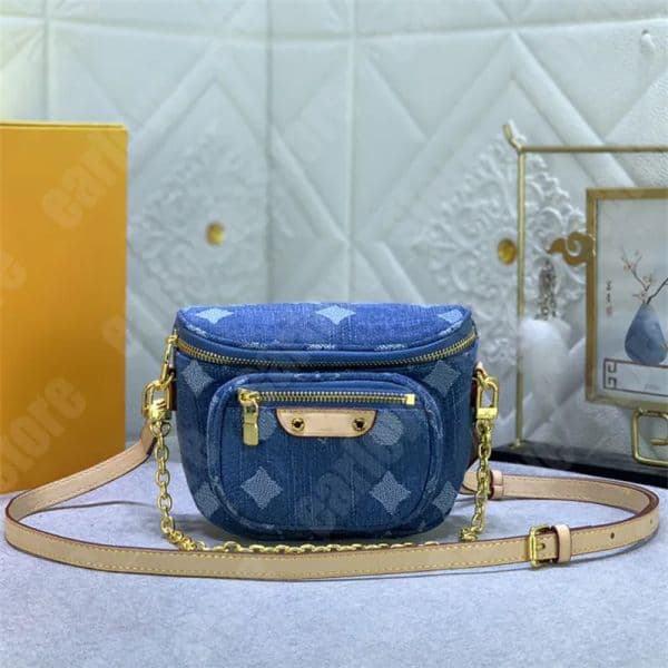 Luxury Fanny Packs Denim Bum Bag Men Women Designer Crossbody Bags Mens Belt Bag Fashion Brand Mini Bumbag Chains Chestbag Purses 247133BF