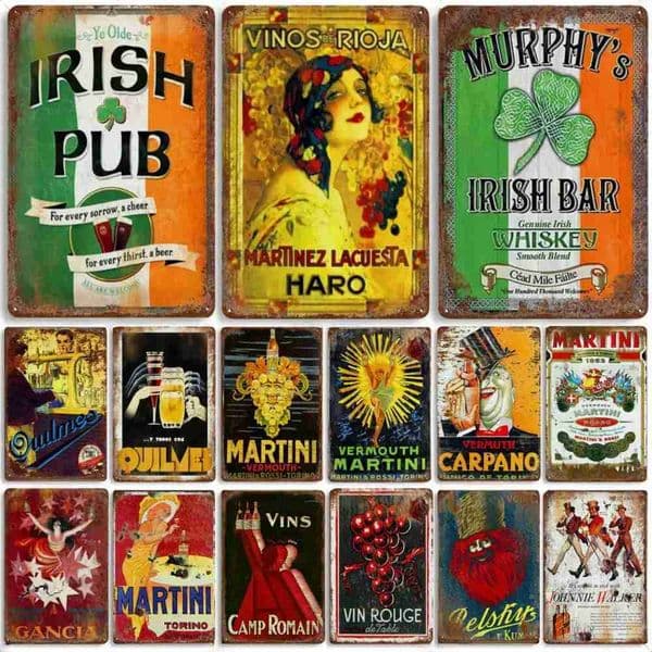 Vintage Irish Pub Plaque Beer Metal Tin Signs Bar Club Cafe Home Man Cave Poster Italian Wine Metal Painting Wall Art Decor X260529