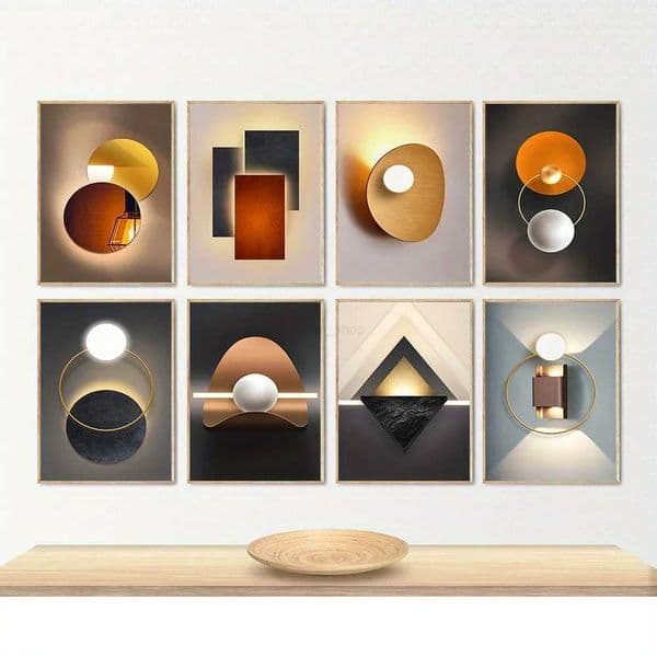 Modern Minimalist Geometric Canvas Painting Orange Wall Art Metal Circle Prints Luxury Wall Art Posters For Home Decor X260529