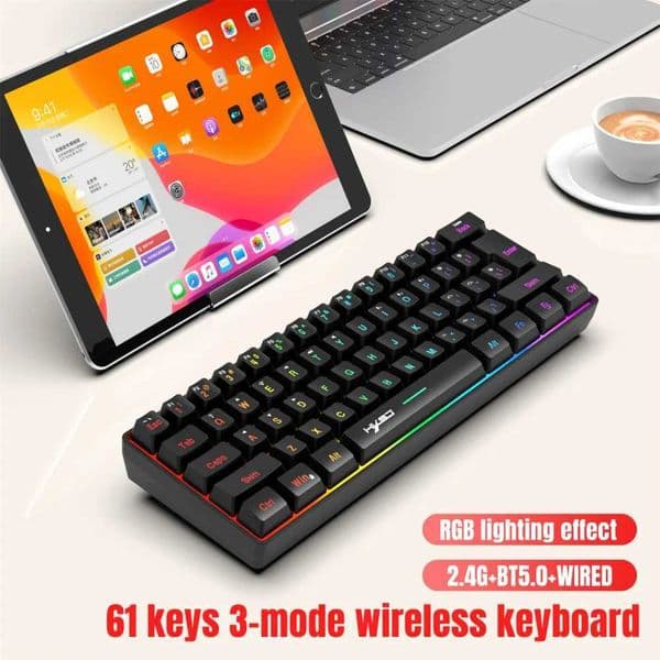 L500 Gaming Keyboard 61 Keys Compact Wired/Wireless Connection Computer Keyboard With RGB Lighting Keyboard For Laptop PCM240715