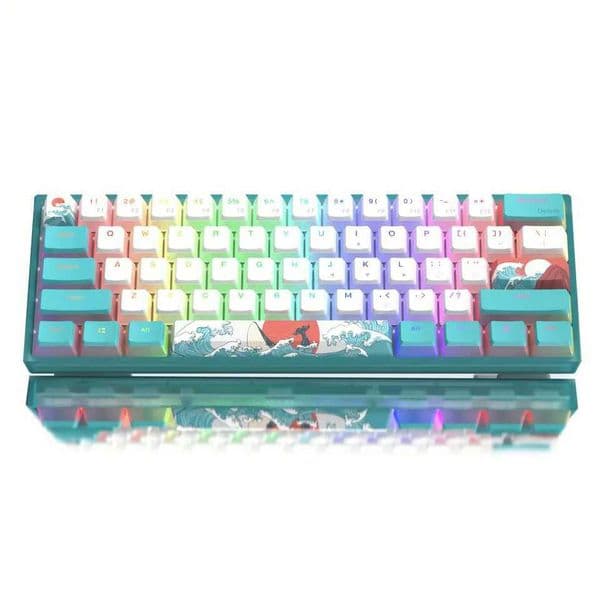 Womier WK61 Mechanical Keyboard RGB Wired Gaming Keyboard Hot-Swappable Blue Sea Theme with PBT Keycaps for Windows PC GamersM240715