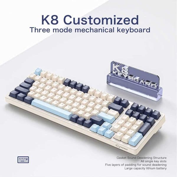 K8 Wireless Mechanical Keyboard Tri-mode Connection100 KeyFull Key Hot Swaplighting EffectsGasket Muffler Structure LaptopsM240715