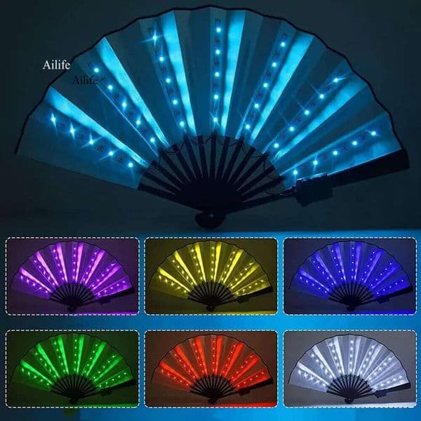 Cloth Folding Up LED Light Hand Fans Stage Performance Show Glowing Luminous Birthday Party Gift Wedding Home Decor Night Club Fluorescent Props Fan 0715