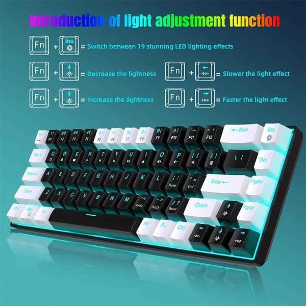 V800 Mechanical Gaming Keyboard LED Backlit Compact 68 Keys Mini Wired Office Keyboard For Laptop PC Gamer Portable AccessoriesM240715