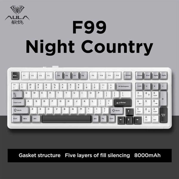 AULA F99 Gasket-mounted Gaming Keyboard 99 Keys Hot Swap Customizable Bluetooth 5.0/2.4G Wireless/Wired RGB Machanical KeyboardM240715