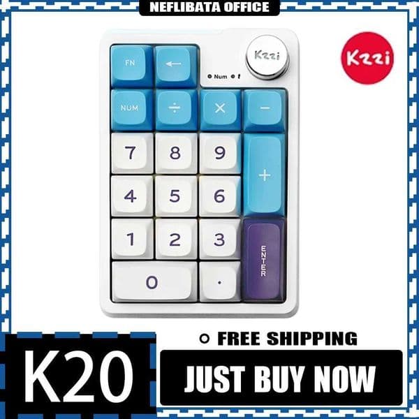 Kzzi K20 Mini Keyboard Keypad Tri Mode Gasket Bluetooth Wireless Numpad Mechanical Keyboard Accessory for Computer Pc Gamer GiftM240715