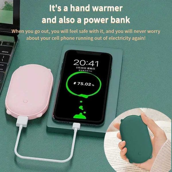 Mini Hand Warmer USB Power Bank Cartoon Cat Portable Electric Heater In Winter 2 In1 5000mAh Pocket Phone Charger Xmas GiftsM240715