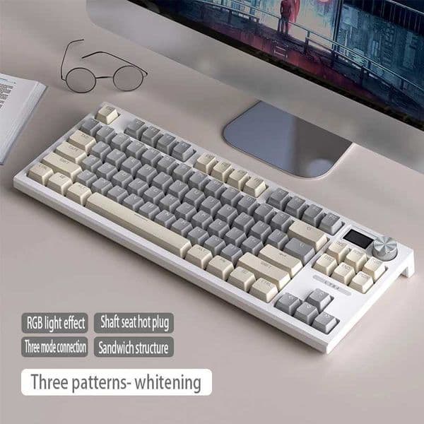 LT84 84-key RGB mechanical keyboard hot-swappable three-mode 2.4G/BT5.0 Type-C wired DIY mechanical game keyboard control knob.M240715