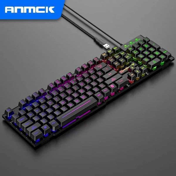 Anmck Mechanical Keyboard USB Wired Keyboards 104 Keys LED Floating Lighting Keycap Teclados For PC Laptop Mac Desktop GamerM240715