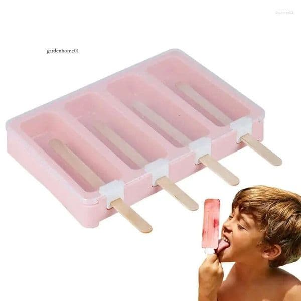 1Pc Baking Moulds Ice Molds 4-Cavity Popsicle Maker DIY Mold Easy Release Freezer For 0716