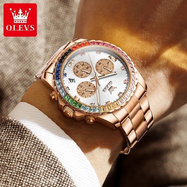 Mens watch multi-functional diamond quartz watch glow-in-the-dark waterproof mens watch a1