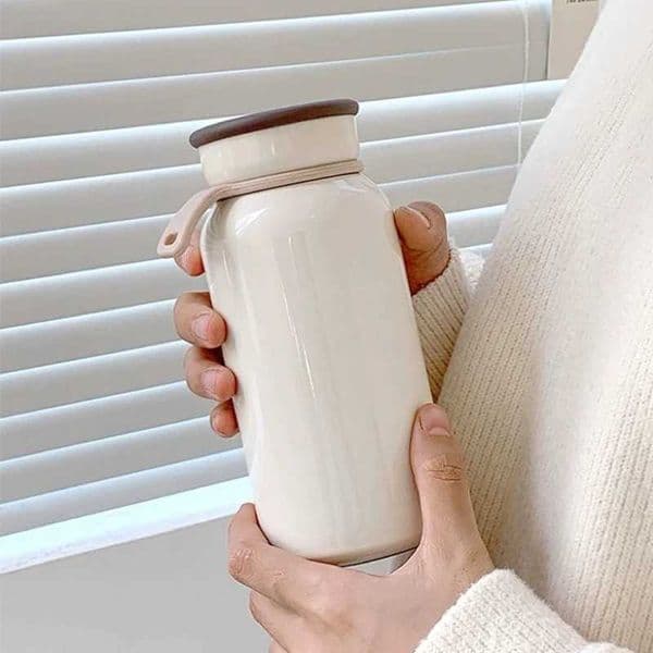 Japanese style hot water bottle stainless steel vacuum valve double walled coffee travel cup 400ml M241121
