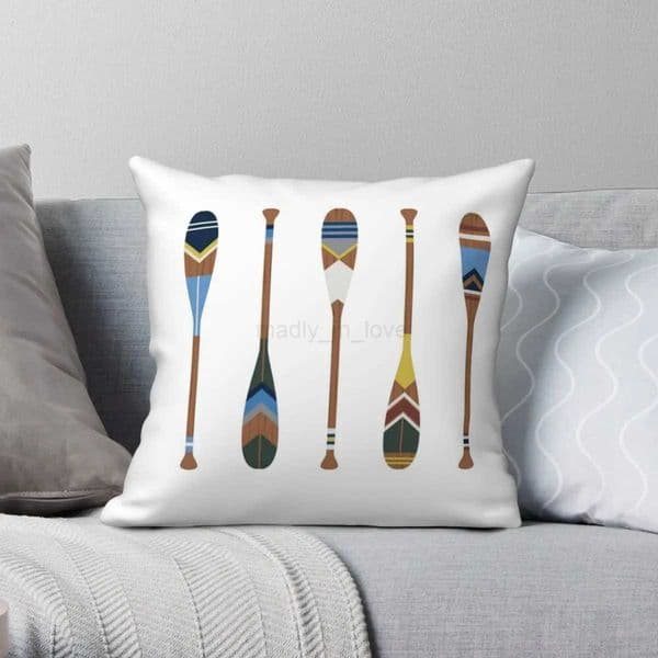 Painted Oars Square pillowcase Polyester Linen Velvet Zip Decor pillow Case Car Cushion CoverM240717