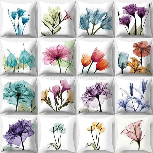 Home Decoration Watercolor Flower Pattern Decoration Polyester pillow Case Cushion Cover Suitable for Bedroom Living Room SofaM240717