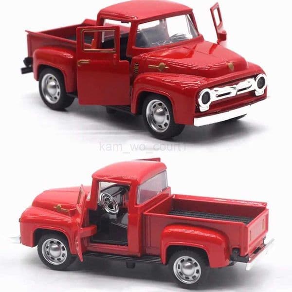 1 32 Scale Red Truck Car Model Alloy Diecast Simulation Pull Back Convertible Vehicle Boy Kids Collection Toys GiftM240717