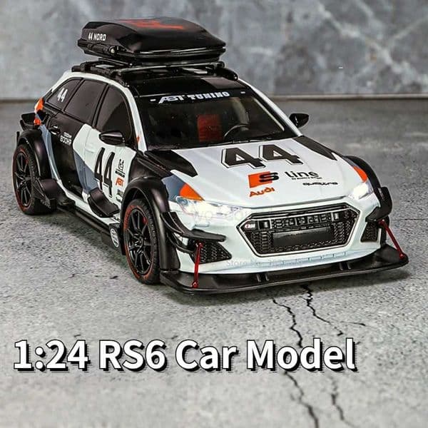 1 24 RS6 Alloy Diecast Sports Car Simulation Model Toy 7 Doors Opened with Pull Back Sound Light Vehicle Model Gift for BoyM240717