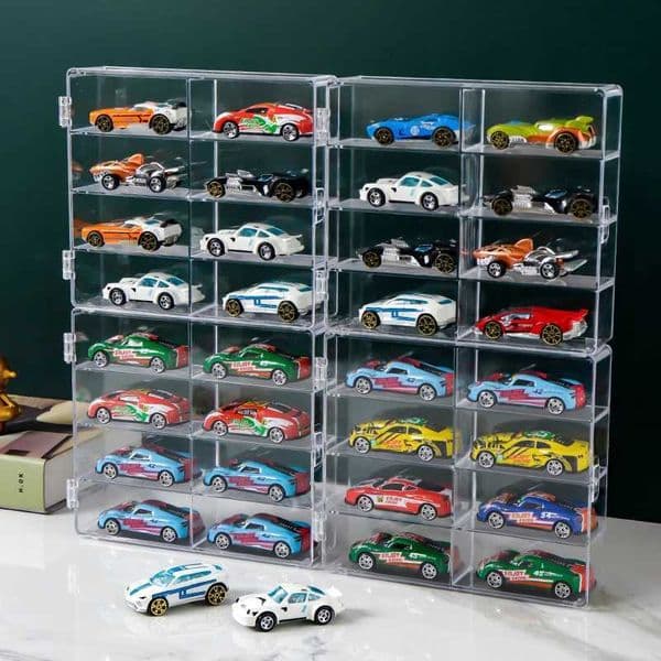 1 64 Scale Car Model Storage Box 8 Slot Clear Display Shelf Toy Car Dustproof Storage Container For Toys CollectionCL240717