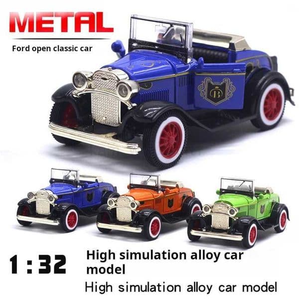 1/32 Classic Vintage Convertible Car Model Alloy Vehicle Childrens Toy Die Cast Alloy Car ChristmM240717