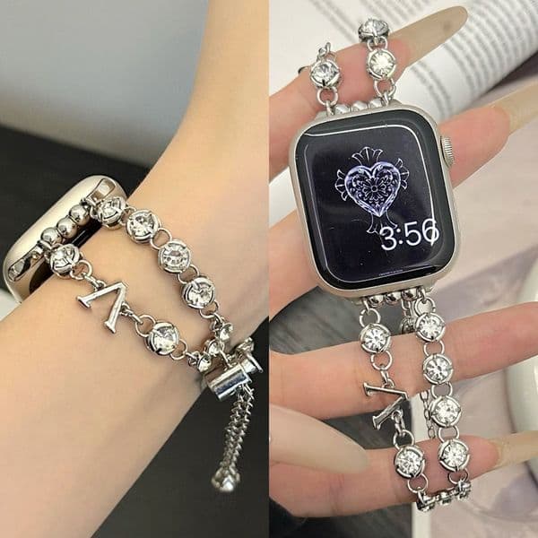 Steel Designer Apple Watch Band For apple Watch ultra Bands Brecelet 49mm 38mm 40MM 41mm 45mm 44mm 42mm Series 9 8 7 6 5 SE Sliver Luxury Smart Straps