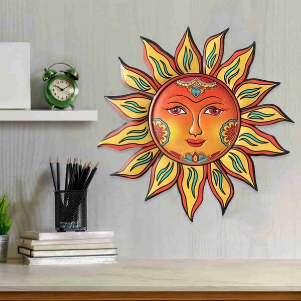 Metal Sun Wall Decor Outdoor Sun Face Iron Outdoor Wall Decor with Hook 3D Sun Face Wall Art Decorations For Garden Patio Housebkl240717