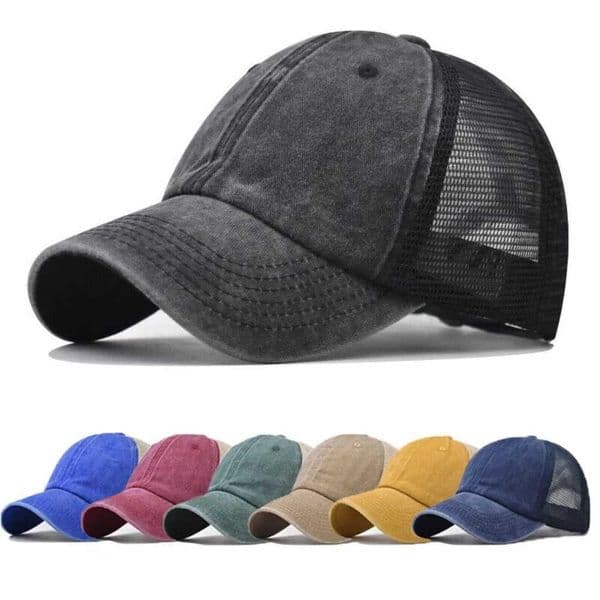 Ball Caps Vintage Washed Cotton Baseball Cap Women Men UV Protection Breathable Mesh Cap Visor Adjustable Hip Hop Caps z240926