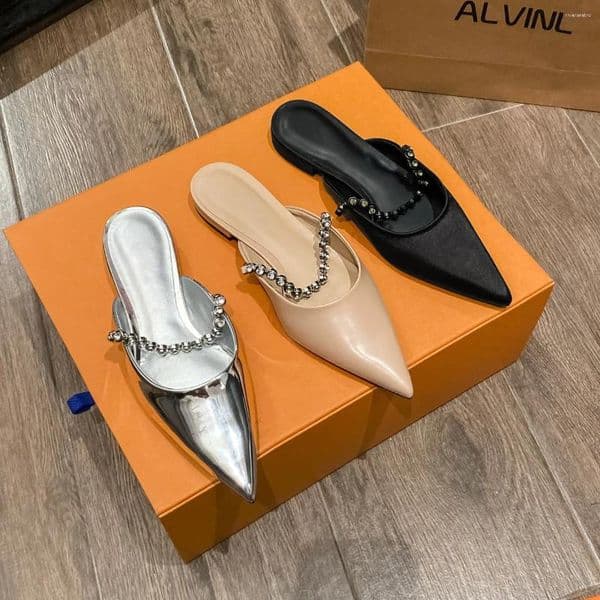 Dress Shoes Spring Flat Leisure WomenSpring Brand Women Slipper Pointed Toe Slip On Ladies Mules Thin Low Heel Outdoor S