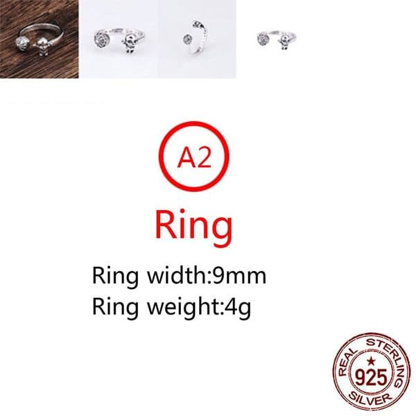 A2 S925 Sterling Silver Ring Personalized band Fashion Classic Punk Hiphop Network Red Cross Flower Skull Style Gift for Lovers rings new