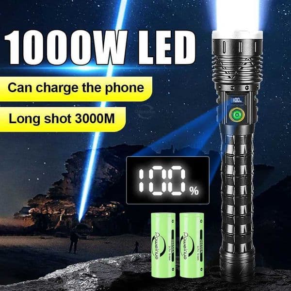 Super Powerful Flashlight 10000W LED USB Rechargeable LED Torch Tactical High Power Flash Light Long Shot 3000M Camping LanternCL240718