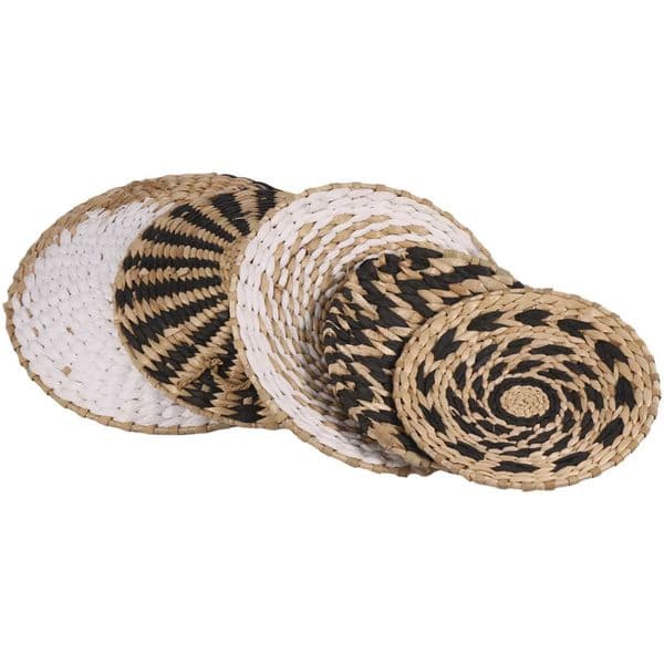 5Pcs Wall Basket Decor Set Woven Rattan Baskets Wall Hanging Decor Handmade Natural Basket Wall Decor for Bedroom Living RoomB24718