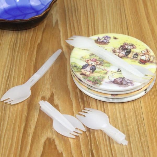 5000pcs OPP Packing Disposable Plastic Scoop Folding Fork Spoon Dessert Salad Spoon Ice Sream Fork Scoop Wholesale ni14