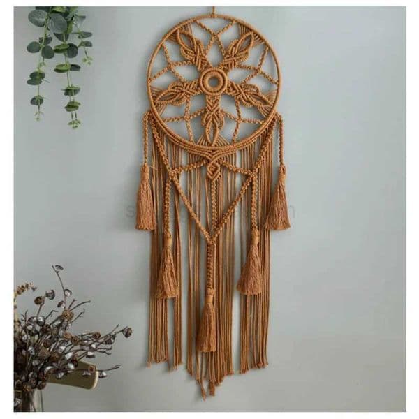 Pastoral style solid color tassel woven dream catcher colorful flowers woven wall hanging Dream catcher wall decorative pendantB24718