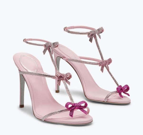 Designer Lady's high heels Women wedding sandal Sandals Caterina neueral sandals with crystal bow-detail embellished with sliver gliiter soles with Bow Embellished