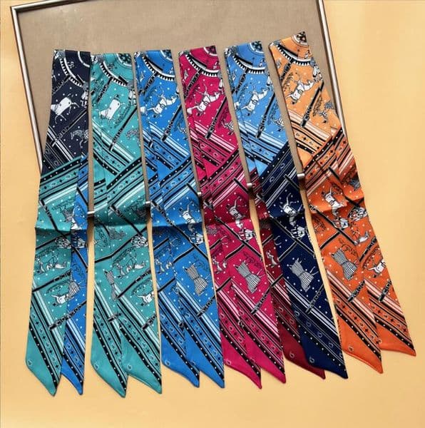 Top Designer Print Silk Scarf Headband Luxe Fashion Long Handle Bag Scarves Paris Shoulder Tote Luggage Ribbon Head Wraps Turban Scarf L260525