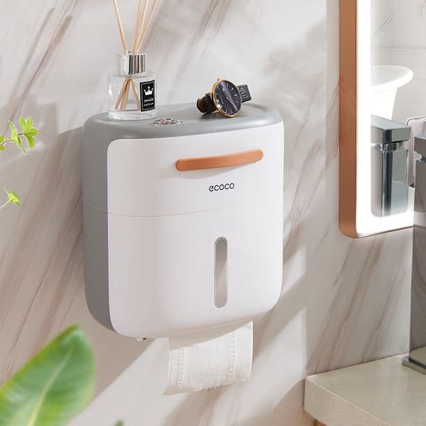 Toilet tissue box punch-free waterproof toilet tissue roll paper wall-mounted storage rack creative bathroom tissue holder