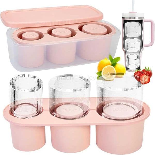 Silicone Ice Molds for Cup 20-40 Oz Ice Tray Water Bottles Ice Grid Quick Freeze with Lid Making Mold Cube Tray BPAM240719