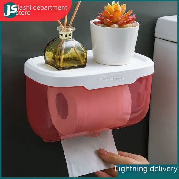 Transparent Waterproof Tissue Box Punch-free Wall-mounted Toilet Paper Box Toilet Storage Rack Hand Tissue Pumping