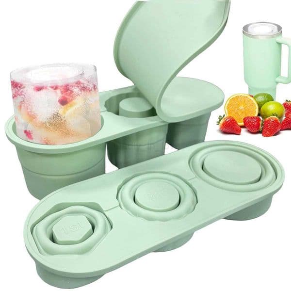 Leeseph Cylinder Ice Cube Tray for Cup Tumbler Collapsible Reusable Silicone Ice Molds 3-Grid for Drink Juice CoffeeM240719