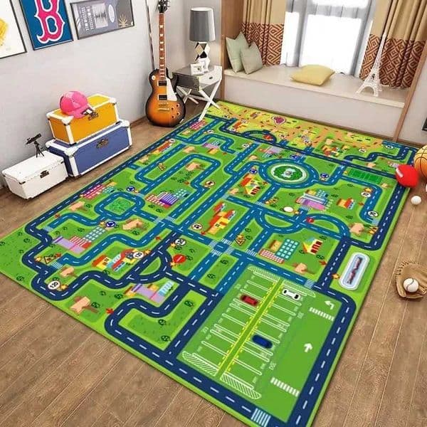 Childrens Traffic Educational Road Carpet for Living Room Decorations Childrens Play Anti-slip Crawl Mat Game Room Area Rugs