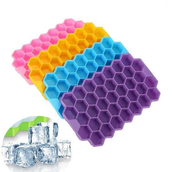 3D Silicone Ice Tray Mold Honeycomb Ice Cube Trays Reusable Silicone Ice Cube Mold BPA Free Ice Maker With Removable LidsM240719