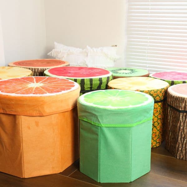 Fruit shape storage stool, folding fruit shoe stool, round storage octagonal stool