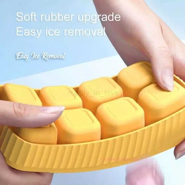 Silicone Ice Cube Mould With DIY Lid 8 Grid Soft Bottom Ice Cube Mold Square Fruit Ice Cube Maker Tray Kitchen Bar Tools AccessoM240719