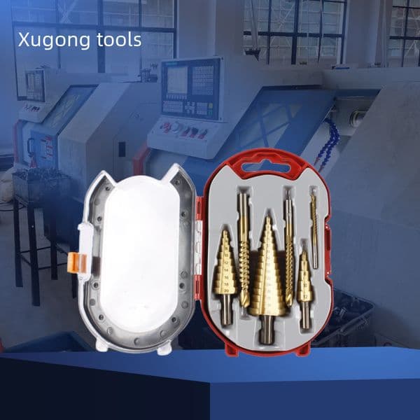 6PCs Pagoda Drill Bit Step Drill Step Drill Step Drill Saw Drill Woodworking Groove Drill Set