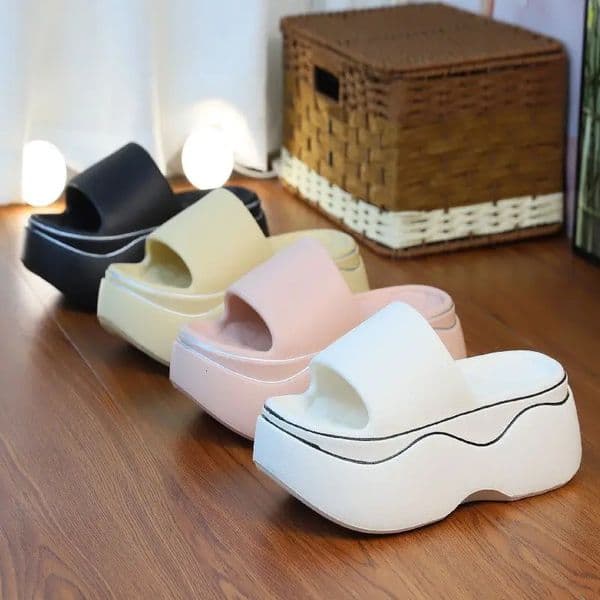 Female Height Increase Elevator Slide Girl Sexy Scissors 7.5cm High Platform Slide Female White Short and Fat Slide Summer Shoes 240719